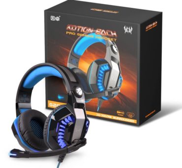 PRO Gaming Headphones Kotion G2000 Second Generation with Mic + Audio/Mic Splitter Cable - Blue