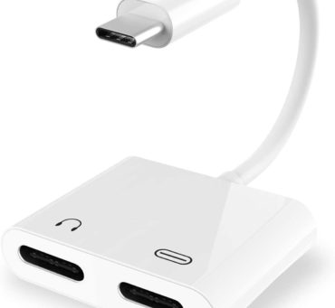 USB C Splitter,2 in 1 USB C to Dual USB C Audio Charge Adapter USB C Headphone Jack Adapter