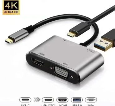 4 in 1 Multiport USB C Hub To HDMI VGA USB3.0 PD Charging Adapter Cable